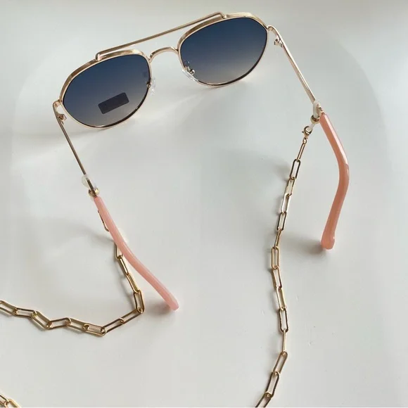 Summer & Rose Riley Sunglasses with Chain Gold Pink NWT - Picture 3 of 12